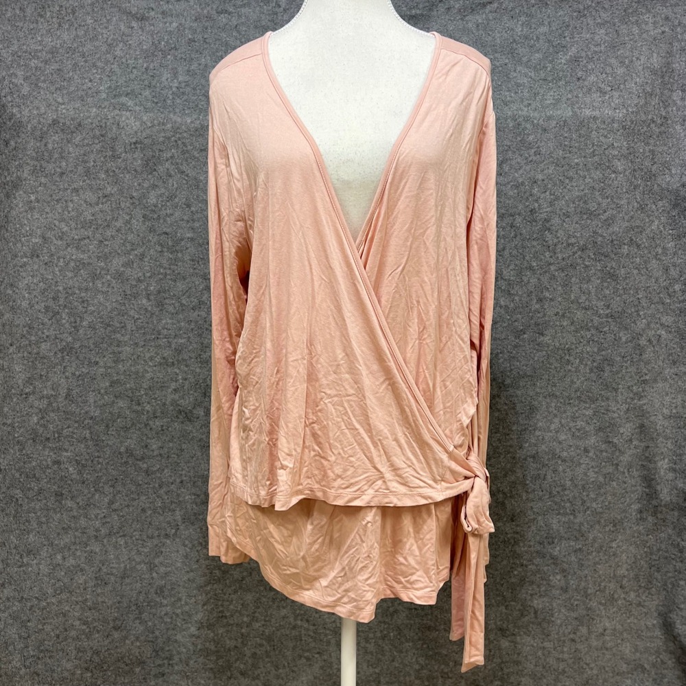 LIVI ACTIVE Women Peach Pink Long Sleeve Wrap Tie‎ Shirt Top Plus Size 18/20